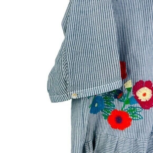 Umgee embroidered pink striped blouse size Small - Picture 5 of 9